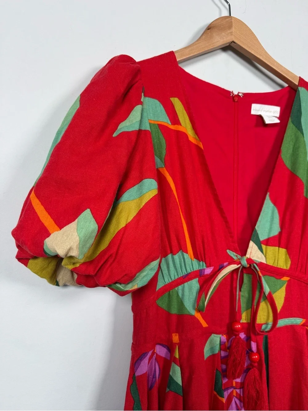 House of Harlow 1960 Red Floral Fit & Flare Puff Sleeve Mini Dress, Size 6